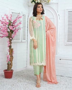 ALENA[3piece]The perfect feminine cut line come in organza fabric